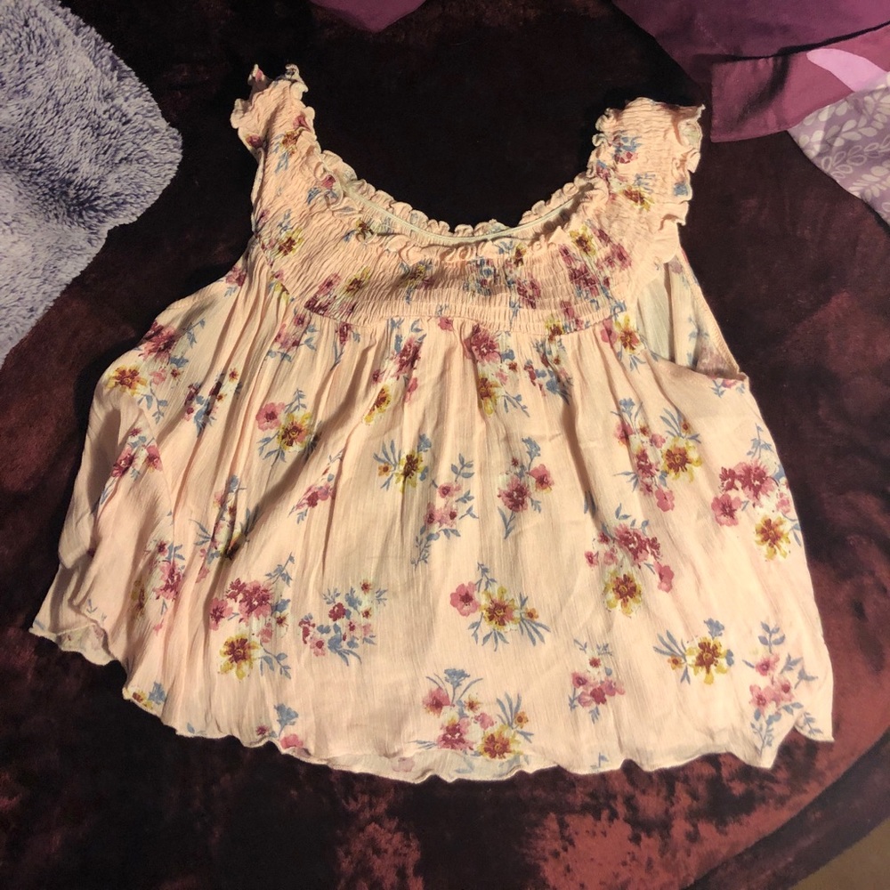 Pink floral crop top